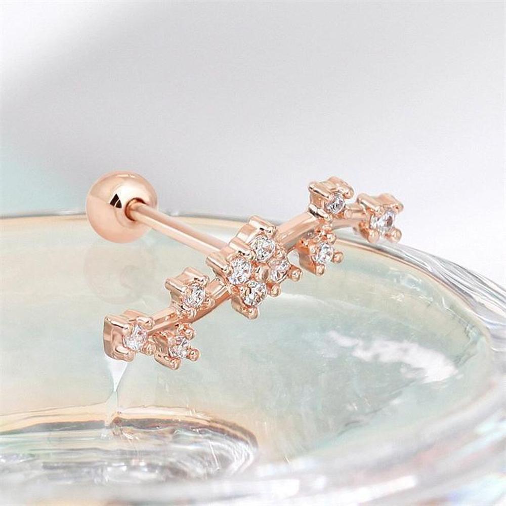 [Onm] Onm 14K Gold Needle Cubic Flower Earring Rose Gold Piercing (S9594160)