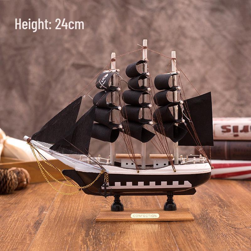 Mediterranean Style Solid Wood Sailboat Ornament for Home Decoration (16cm-50cm)