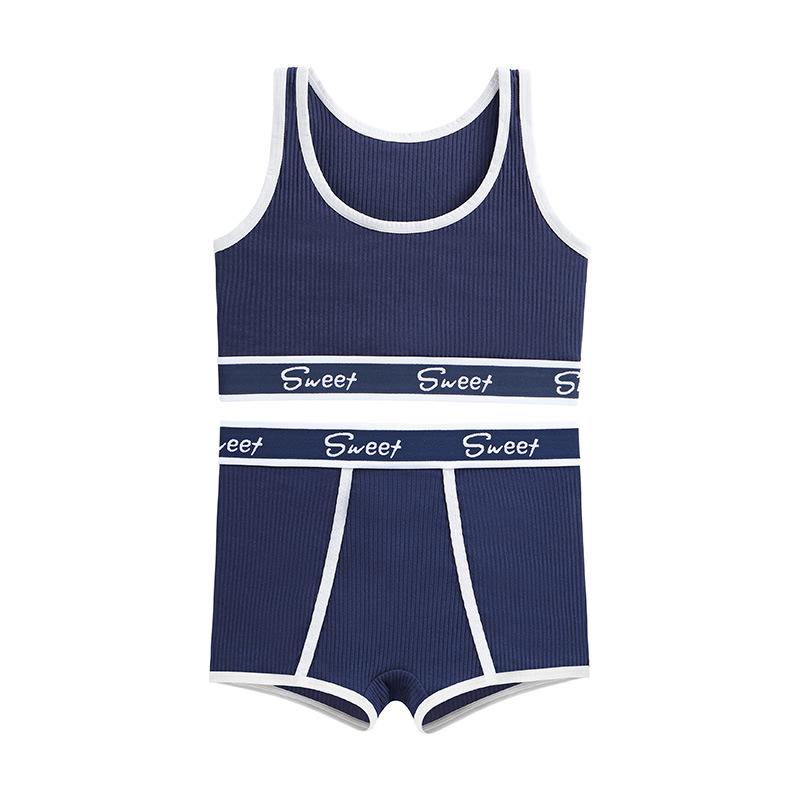 Atmungsaktiver, einfarbiger Sport-BH und Slip, Dessous-Set mit Push-Up-BH und Slip, Dessous und Unterwäsche für Damen