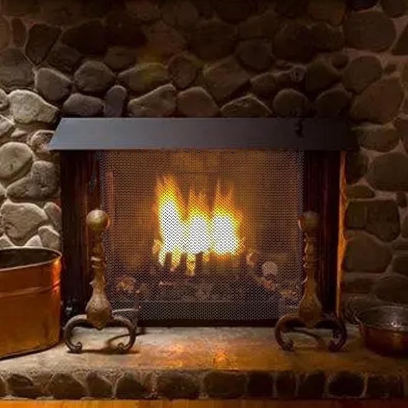 2er-Pack Kamin-Netzvorhang, Schwerlast-Funkenschutzpaneel für Kamin- und Feuerstellen-Schutz