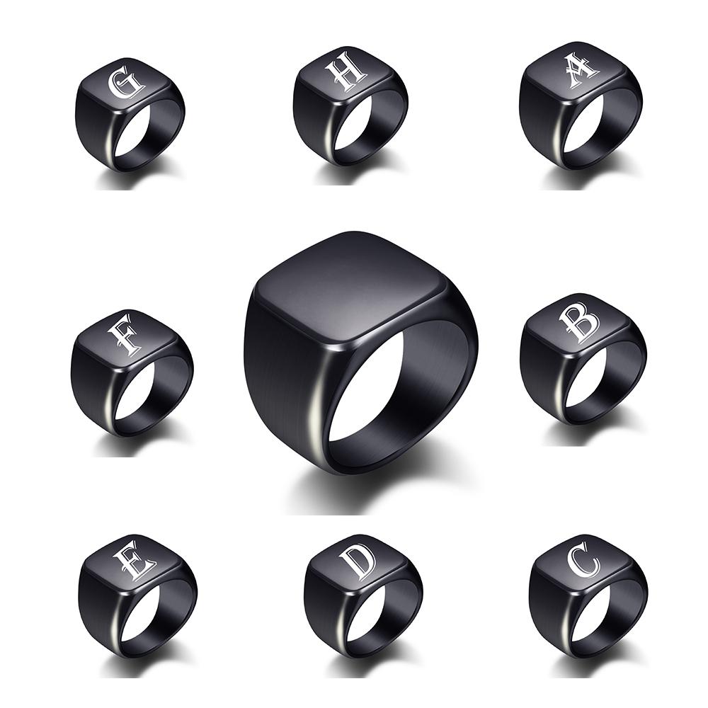 2025 Minimalist 26-Letter Smooth Titanium Steel Ring, Stainless Steel, 18MM Wide, Unisex