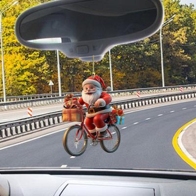 Weihnachtsmann Ornament Weihnachtsbaum Anhänger Weihnachtsmann Fahrt Flaches Fahrrad Hängende Dekoration DIY Weihnachtsbaumdeko