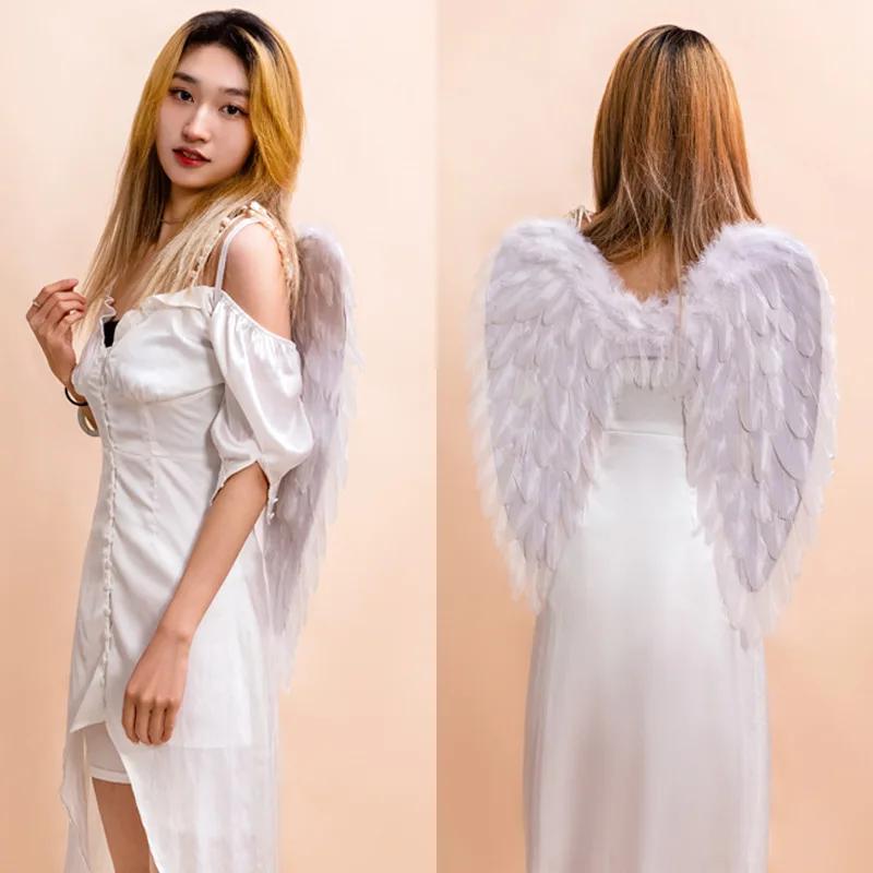 Black White Angel Feather Wings Holiday Party Props Scene Layout Catwalk Demon Devil Wing Show Birthday Bar Home Decor Halloween