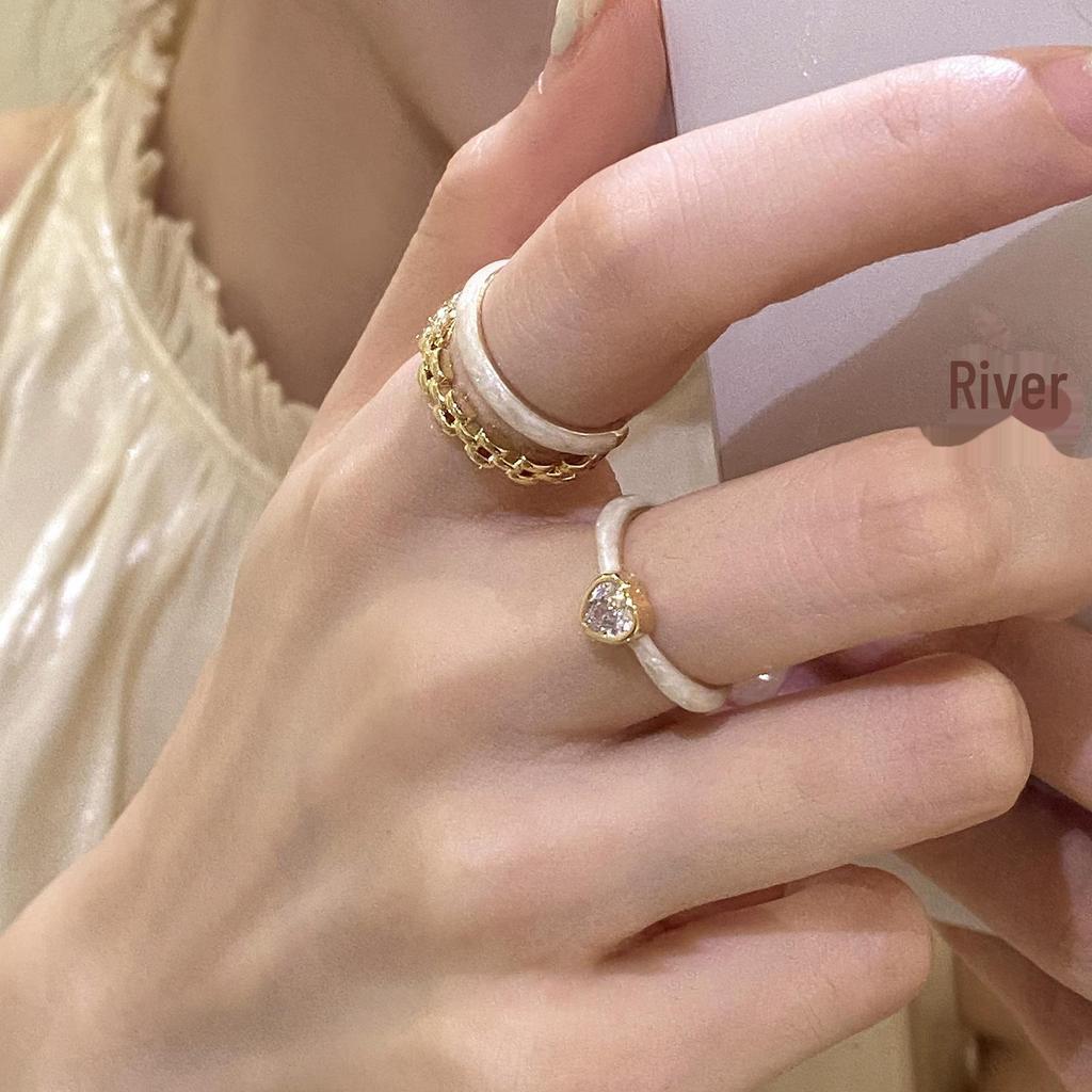 2023 Double-Layer Love Ring: Elegant Drip Glaze Design for Women