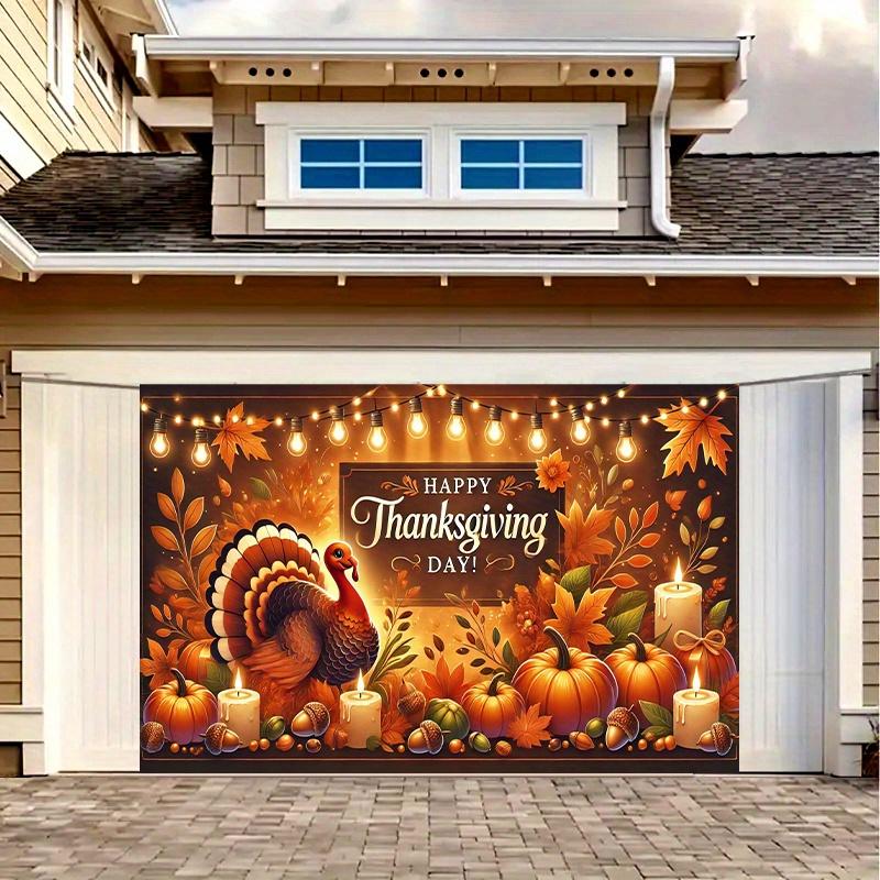 1 Thanksgiving polyester banner - 8x6 feet harvest celebration scene background suitable for families and yardszyc