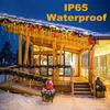 New Solar Ice Bar Eave Lights 8 Modes Outdoor Waterproof Curtain Fairy String Garden Party Wedding Christmas Decorative Lighting