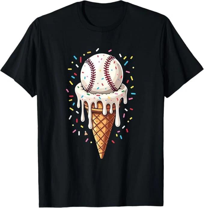 Baseball Drip Boys Ice Cream Cone Drip Baseball T-Shirt XL
