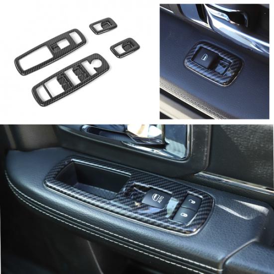 4pcs Window Lift Switch Panel Cover Trim for Dodge Charger 2011+ & Ram 2010-2017