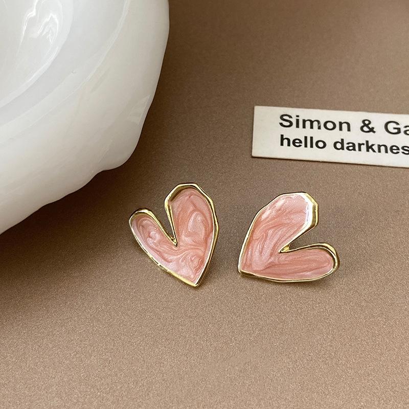 Super fairy pink flower love fringed earrings versatile temperament earrings light luxury earrings women