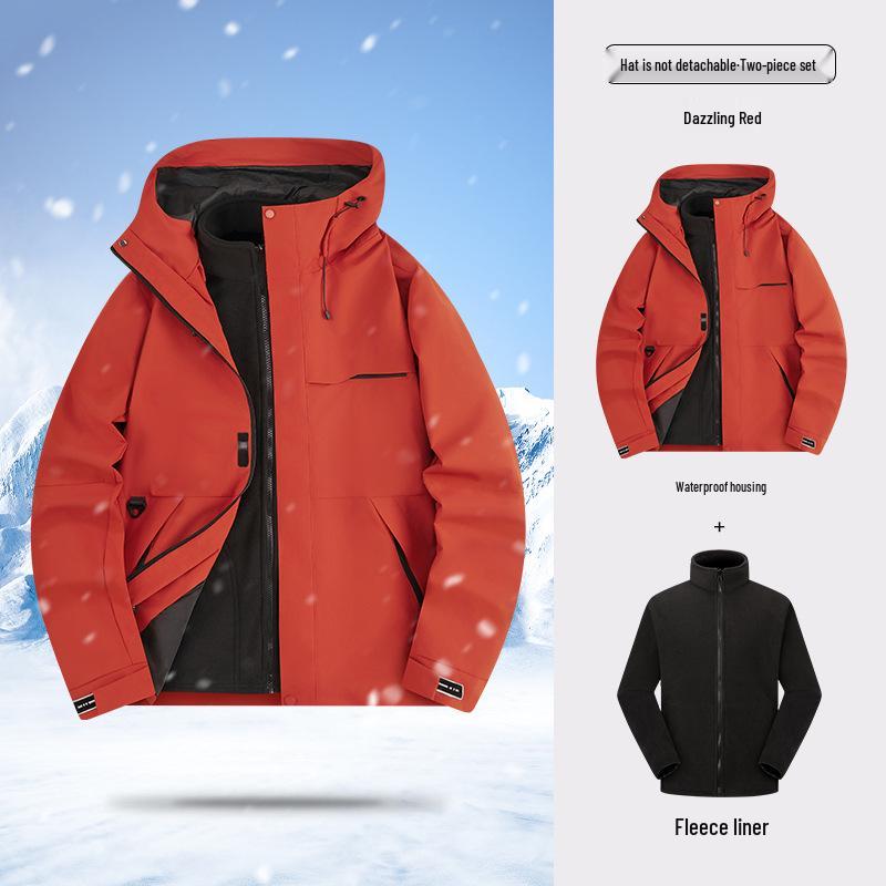 Men's & Women's 3-in-1 Detachable Hooded Jacket - Windproof, Waterproof, for Spring/Autumn Hiking & Mountaineering