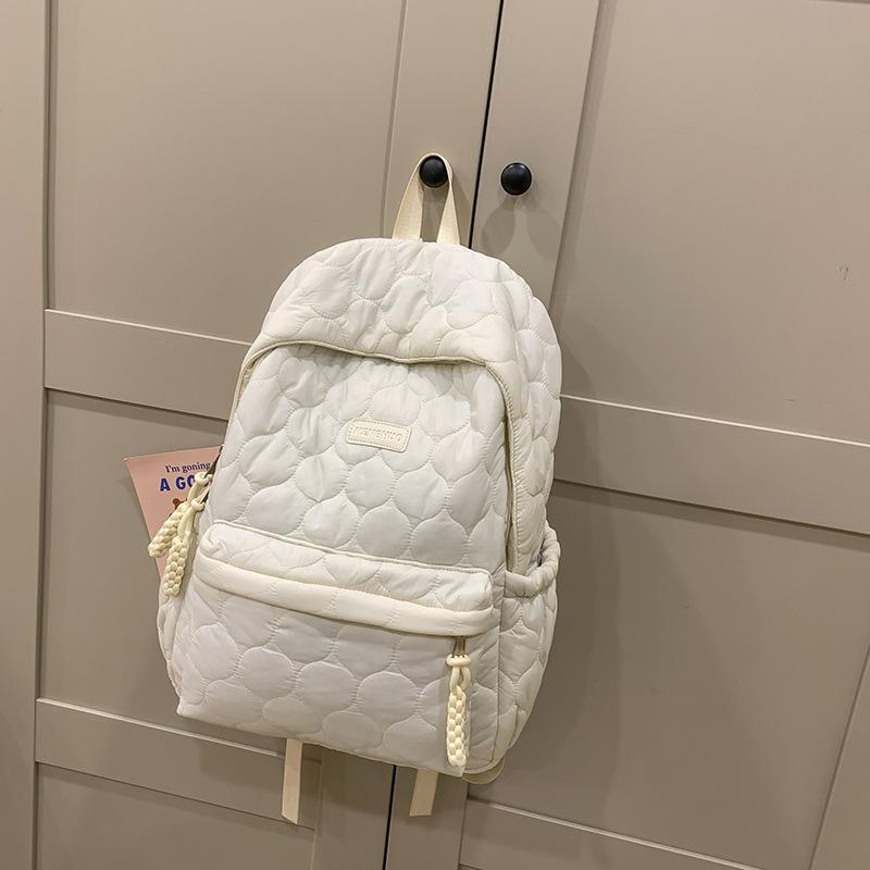 Winter Cotton Clothes Schoolbag Female College Students Simple Class Backpack Japanese Sweet Wind Rhombus Backpack