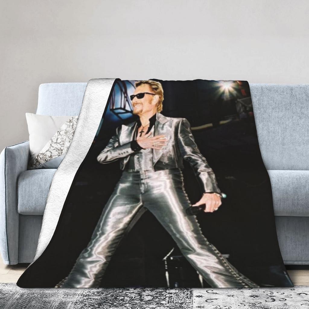 Super Soft Johnny Hallyday Rock legend Throw Fashion Blanket Premium Fleece Flannel Lightweight Bed Fashion Blanket Warm Plush Fashion Blank