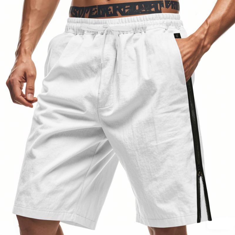Summer Men's Side Zipper Hip-hop Shorts Casual Loose Sports Beach Five-point Shorts Men's Clothing