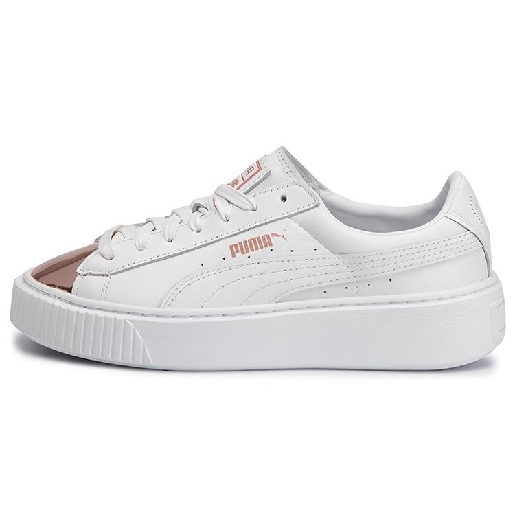 (WMNS) PUMA Basket Platform Metallic White Rose Gold Women s 366169-03 EU 39