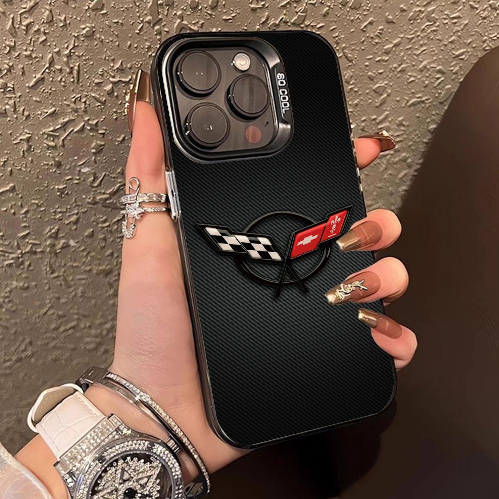 Luxury C-Corvettes Phone Case for iPhone 16 15 14 13 12 11 X XR XS 8 7 Pro Max Plus Translucent Colour Printing Cover Luxury