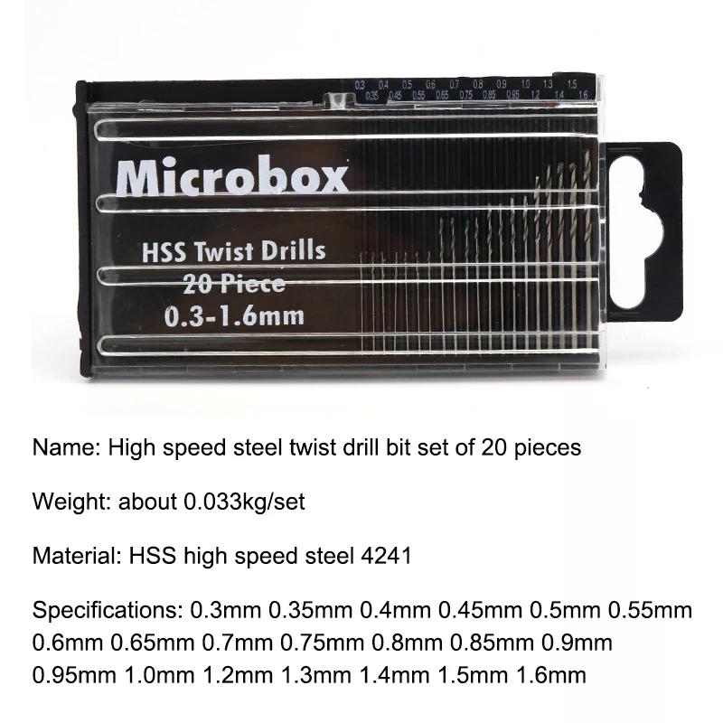 20/25Pc Mini Twist Drill Bit Set 0.3-1.6mm/0.5-3.0mm Full Grinding Micro Drilling Tool for Woodworking Plastic PVC Circuit Board