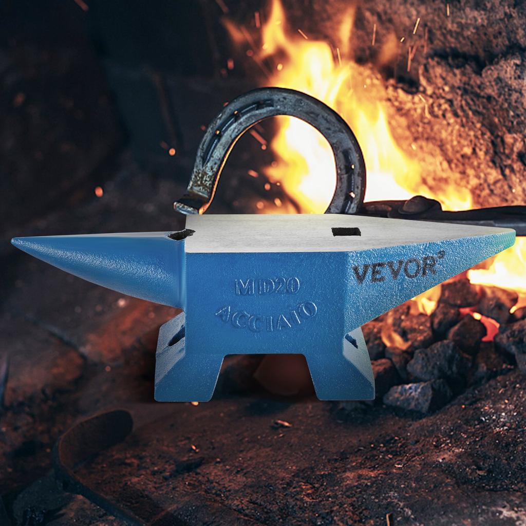 VEVOR Single Horn Anvil 20 Kg Steel Anvil Blacksmith for Sale Forge Tools and Equipment Anvil Rugged Round and Square Hole Horn Anvil Blacksmith