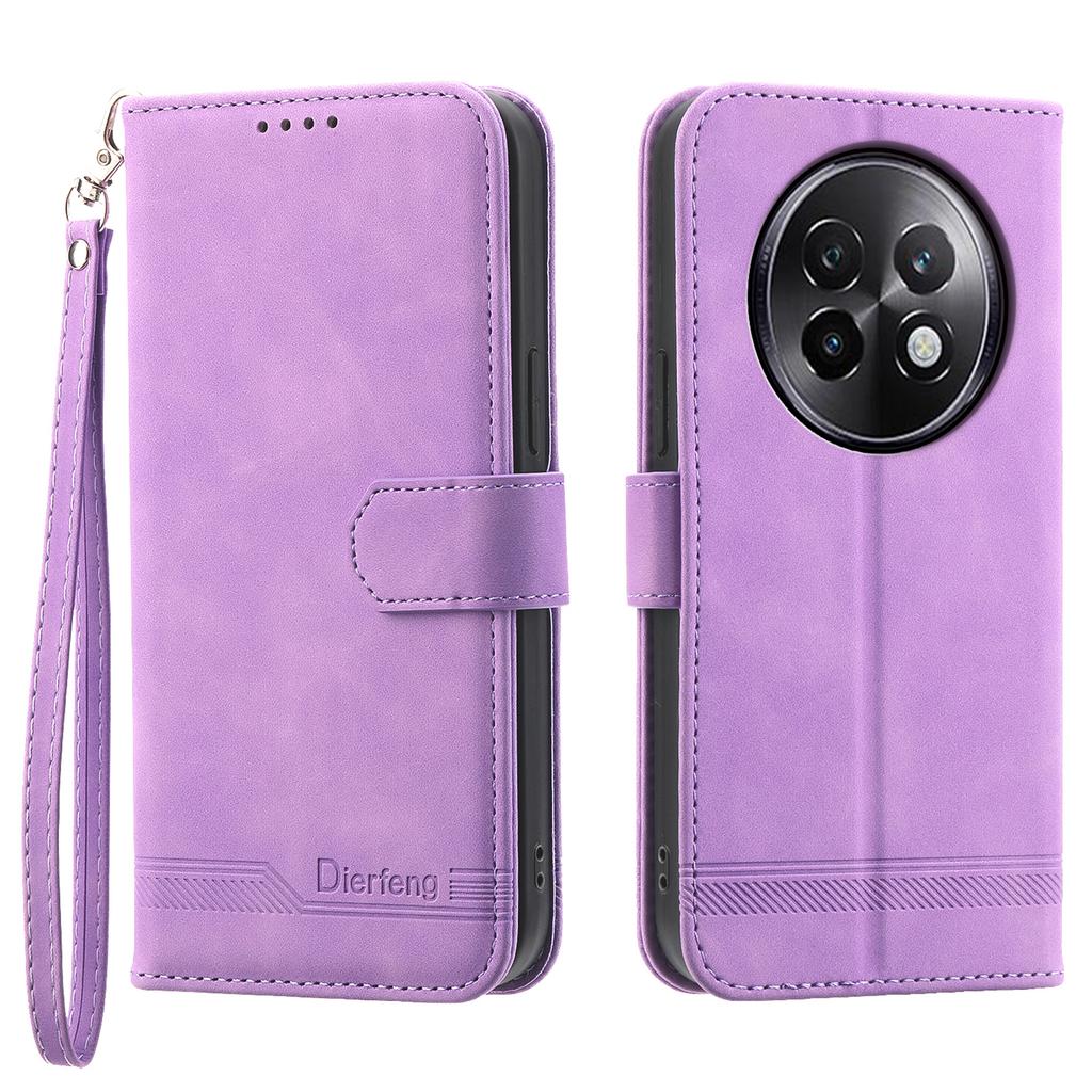 DIERFENG DF-03 For Realme 13+ 5G/13 Pro 5G (China) Leather Case Lines Imprint Wallet Phone Cover