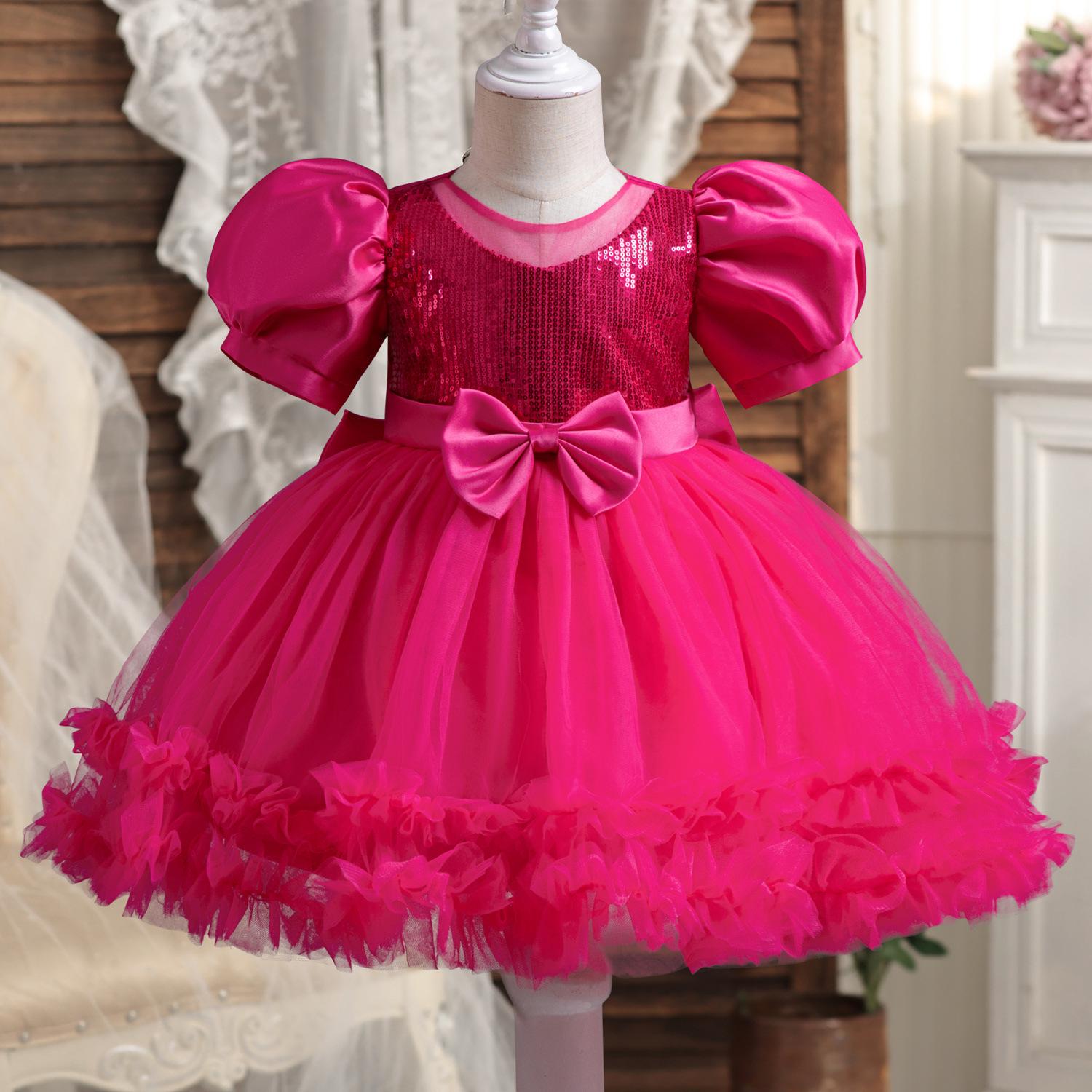 

Пышное марлевое платье для девочек, детская одежда, кружевная пачка, детские платья принцессы для свадебной вечеринки, дня рождения 3T розы красного