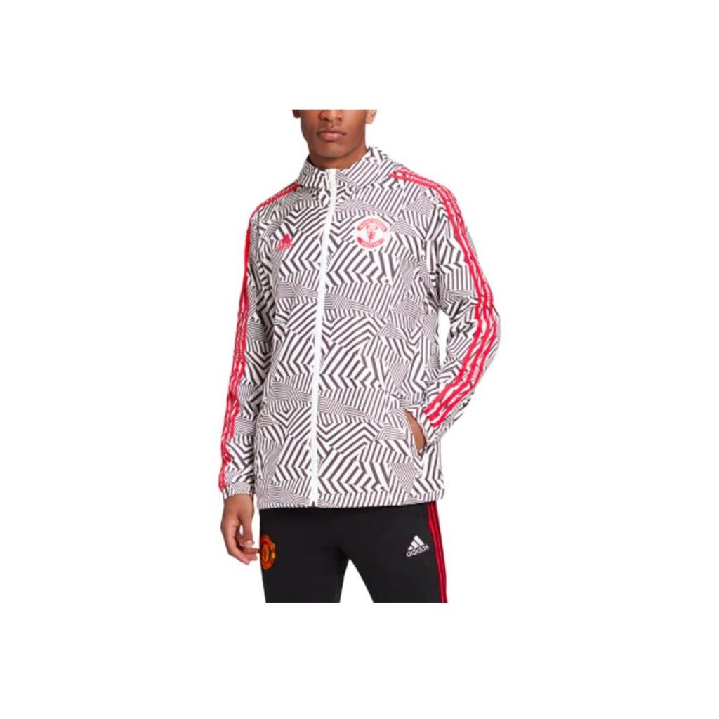 Adidas Manchester United Football Sportovní bunda s kapucí Pánské svrchní oblečení Bílá FR3843
