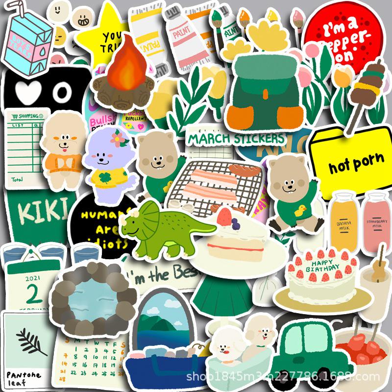 

Green Bubbly Waterproof Stickers - 50 Cute, Childlike, Adhesive Sheets for DIY Creativity