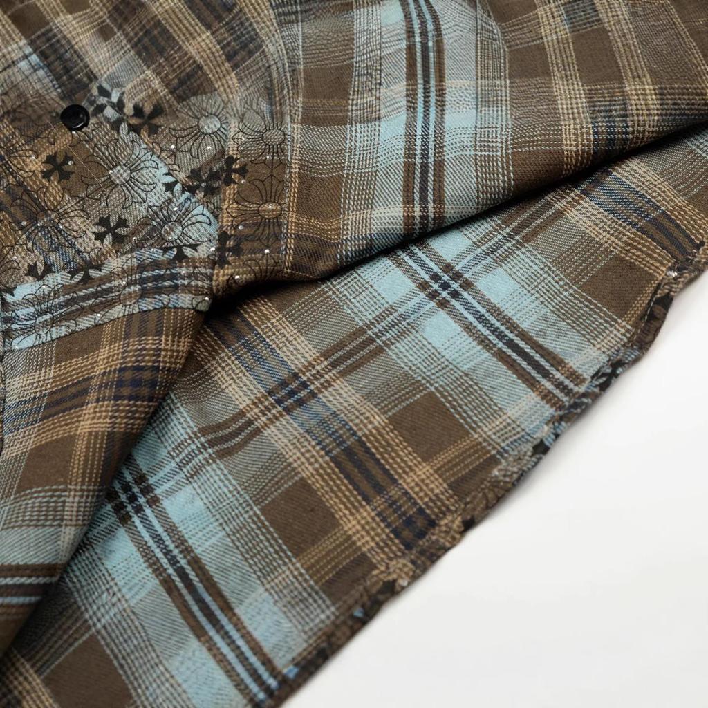 Trendy Retro Plaid Long Sleeve Distressed Shirt - Loose Fit Casual Outerwear for Couples