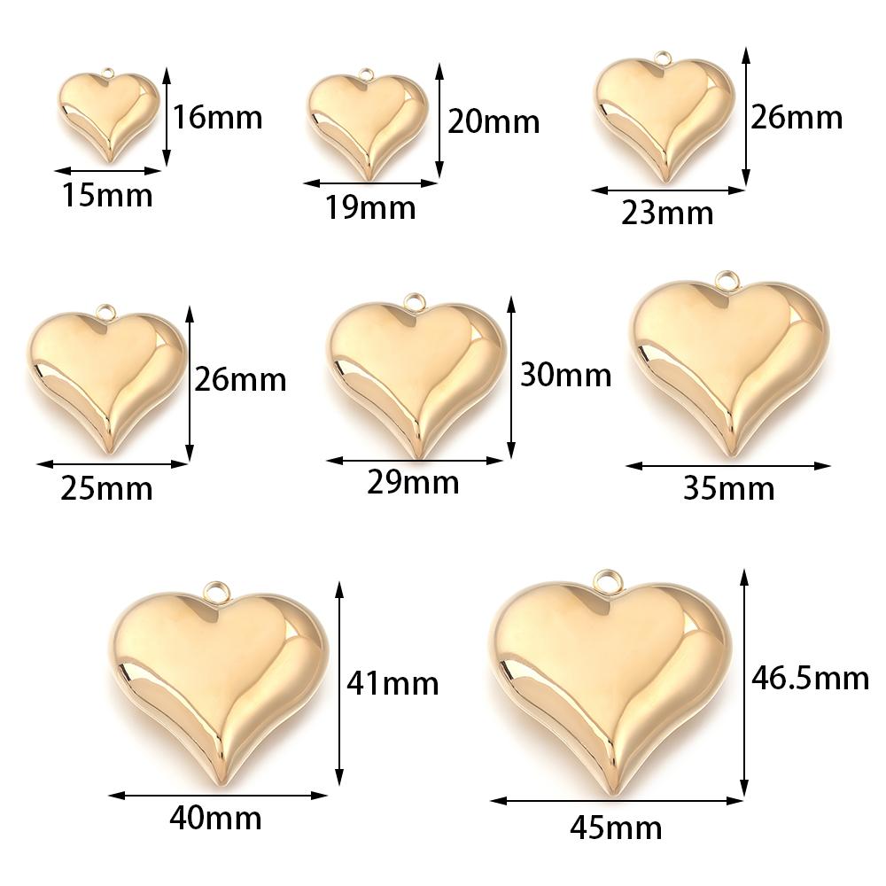 1Pc 15-45mm Stainless Steel Heart Charms for DIY Earrings Necklace Bracelet Pendant Jewelry Making Findings Accessories