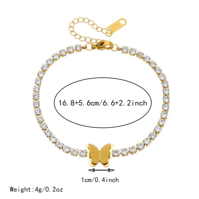 Gold Butterfly Zircon Tennis Bracelet For Women Dainty Jewelry