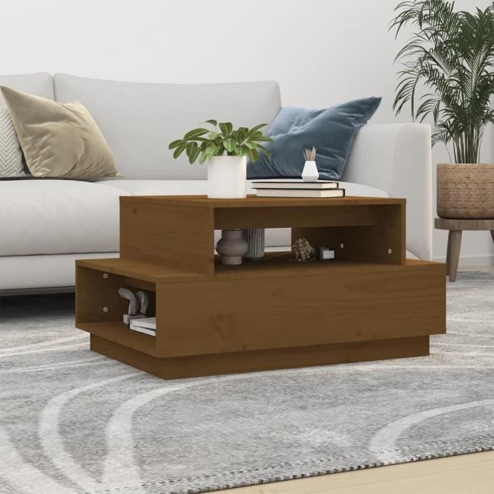 814517 vidaXL Table basse Marron miel 80x55x40,5 cm Bois massif de pin