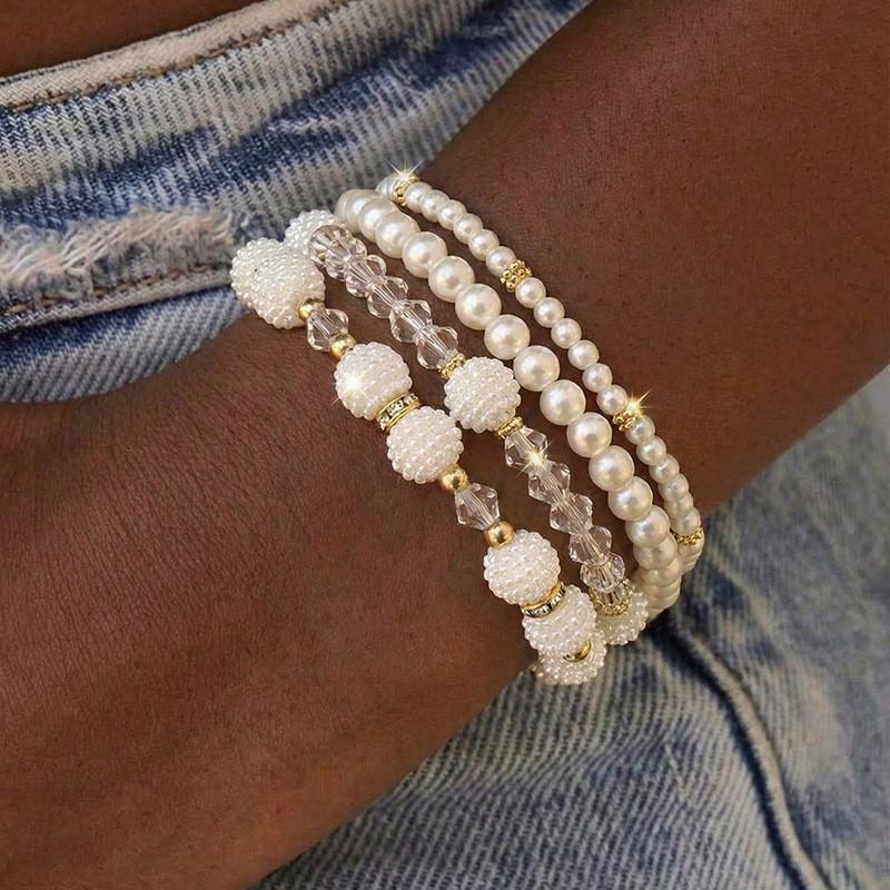 Bohemian Fashion Elegant Pearl Beaded Bracelet Set For Women Gift Jewelry