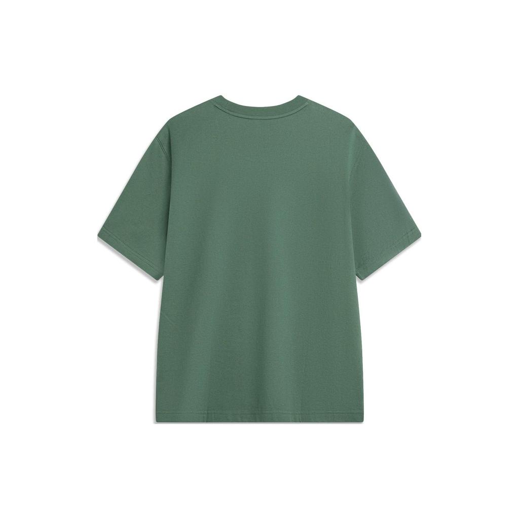 Li Ning China Color Series Solid Color Round Neck Casual Loose Pullover Short Sleeve T-Shirt Unisex T-Shirt Deep-Palace-Green AHST587-3