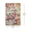 Vintage Rose Teacup Iron Tin Wall Art 8x12 Inch Flower Metal Sign for Cafe Home Garden Decor