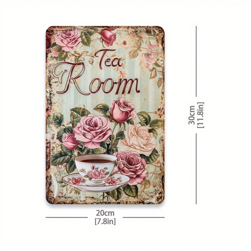 

Vintage Rose Teacup Iron Tin Wall Art 8x12 Inch Flower Metal Sign for Cafe Home Garden Decor 20x30 разноцветный