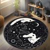 Yin Yang CAT Printed Round Carpets for Home Living Room Rug Bedroom Decor Rug Non Slip Washable Flannel Floor Mat