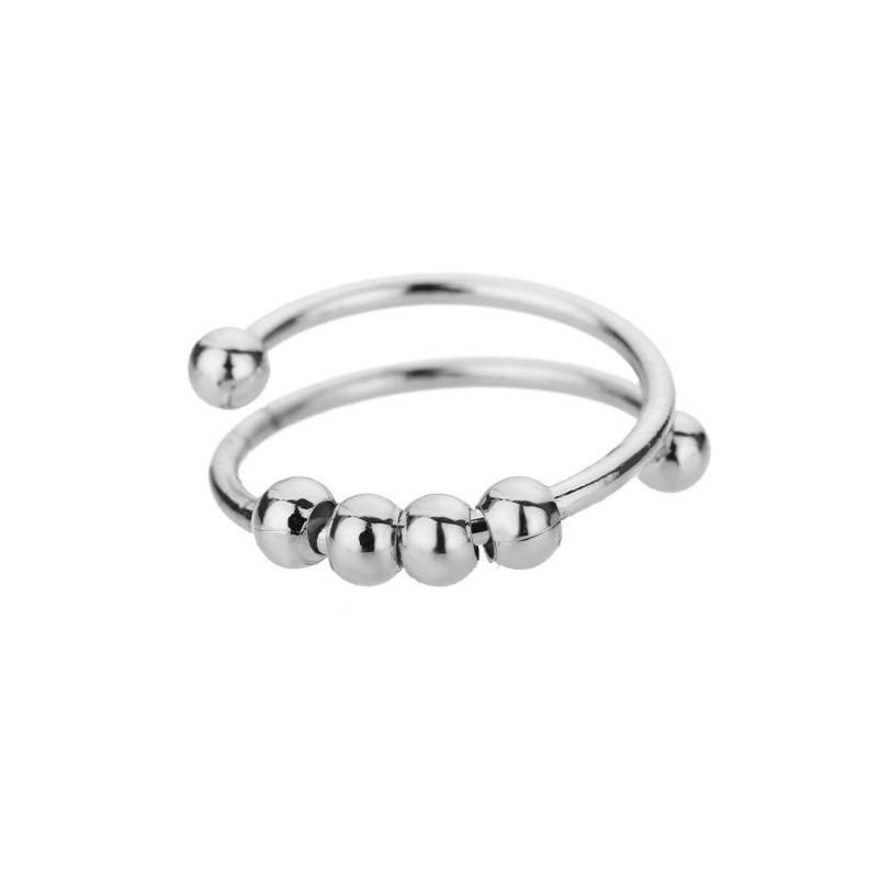 Hot-selling spiral beads can be rotated to relieve anxiety opening ring k gold simple men's and women's bead ring