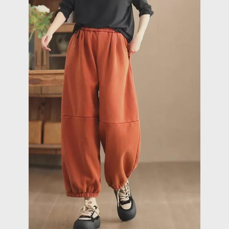 2024 Women's Winter Casual Plush Sweatpants - Artistic Splicing, Soft, Warm, Thickened Design