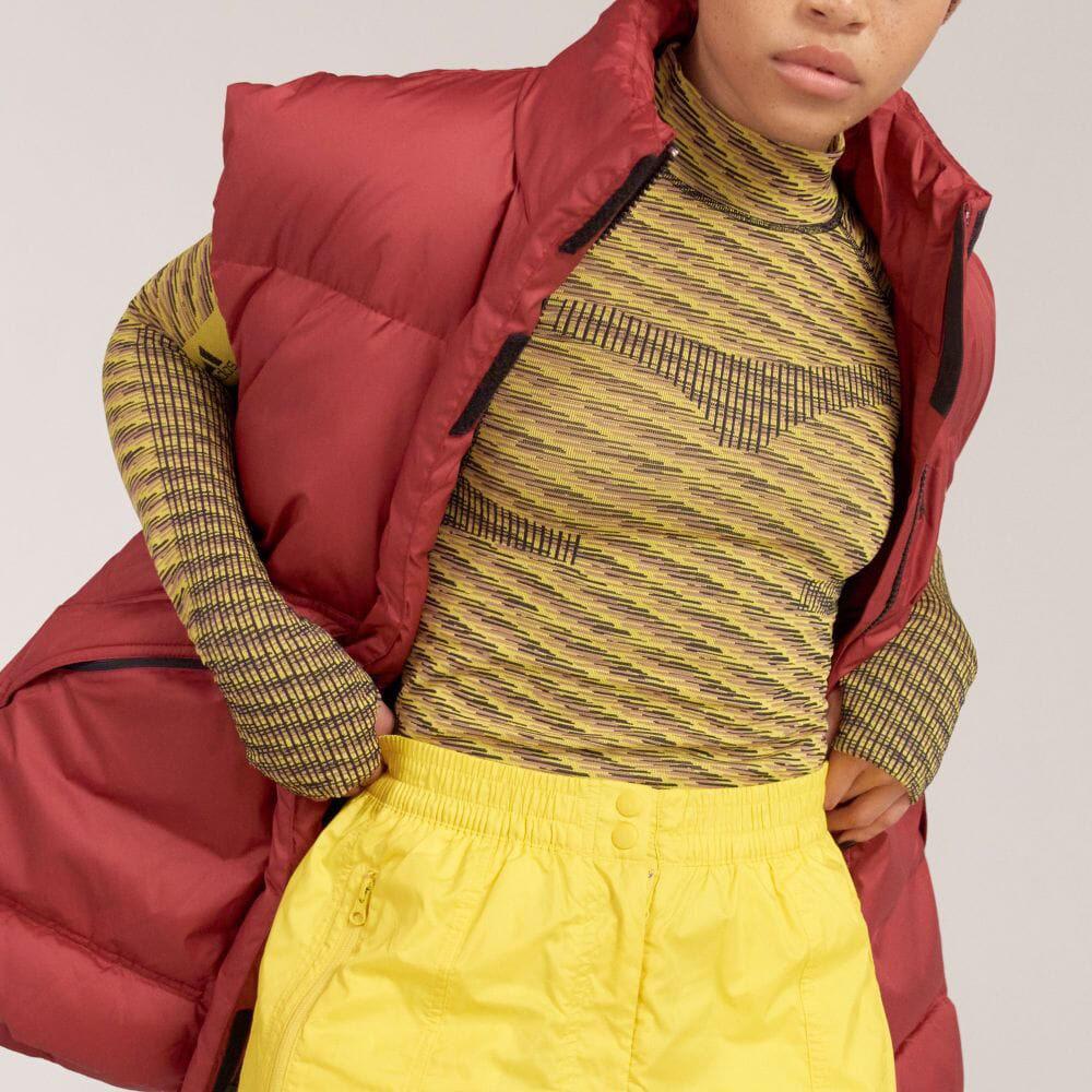 Adidas X Colaborare Stella McCartney Tricou de antrenament cu mânecă lungă din twill cu plasă la spate și imprimeu, pentru femei, galben HI1946