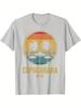 Distressed T Shirt Featuring a Retro Vintage Sunset at Copacabana Beach in Brazil from The 8S