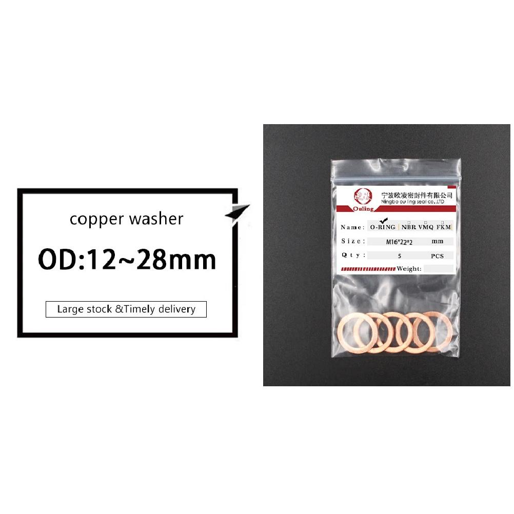 5Pcs DIN7603 M6 M8 M10 M12 M14 M16 M18 M20 T3 O Ring Gasket Sealing Copper Washer Boat Crush Washer Flat Seal Ring Fitting-.-