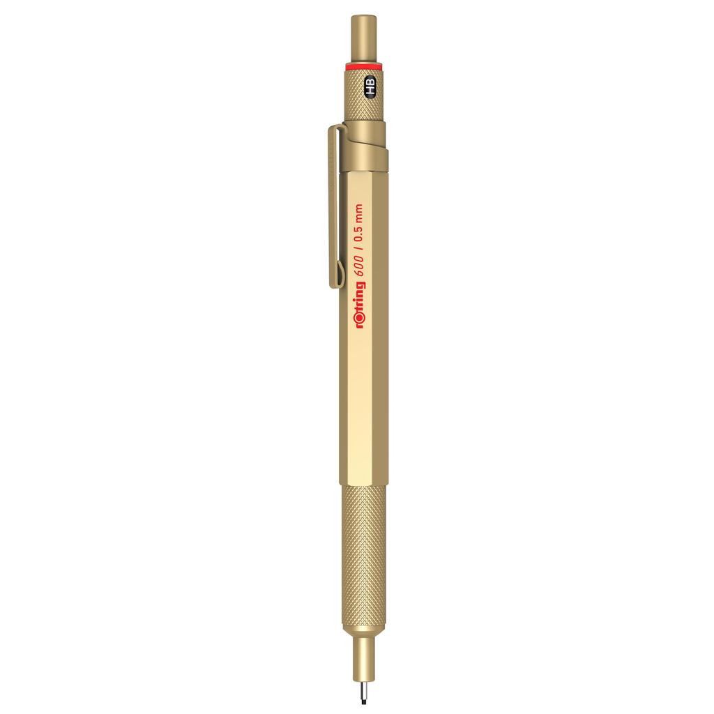 Rotring Mechanical Pencil mm 600 Gold Gift Box with Pen Pouch and Notebook with Shopper 2158796GB 0.5