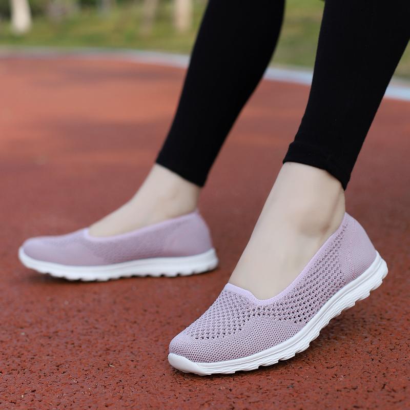 Fashion Summer Women's Mesh Shoes Breathable Sneakers 2025 Flat Platform Slip on Shoes Ladies Casual Anti-slip Walking Woven Shoes