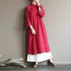 Italian Women's Overstock Clearance Vintage Frog Button Cotton Linen Dress Casual Elegant Maxi Dress