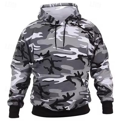 Men's Hoodie Red Purple Orange Green Khaki Hooded Camouflage Pocket Sports & Outdoor