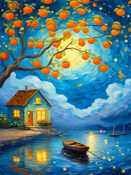 5D Diamond Painting House River Full Square Round Embroidery Fantasy Landscape Mosaic Home Decor