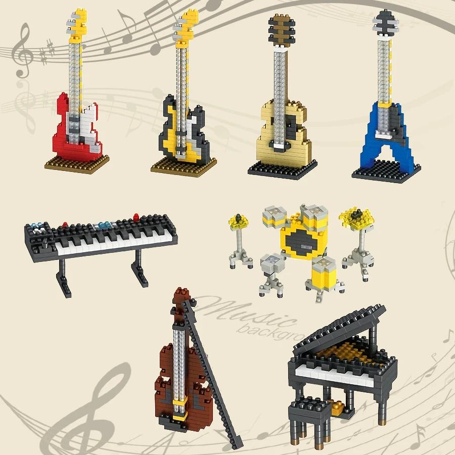 Mini Musikinstrument Bausteine Klavier oder Gitarre oder Keyboard oder Bass oder Schlagzeug DIY Lernspielzeug für Jungen & Mädchen!