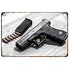 1PC Pistol Metal Signs Boasting Authentic Military Flair: A Must - Have for Adding a Touch of Rugged