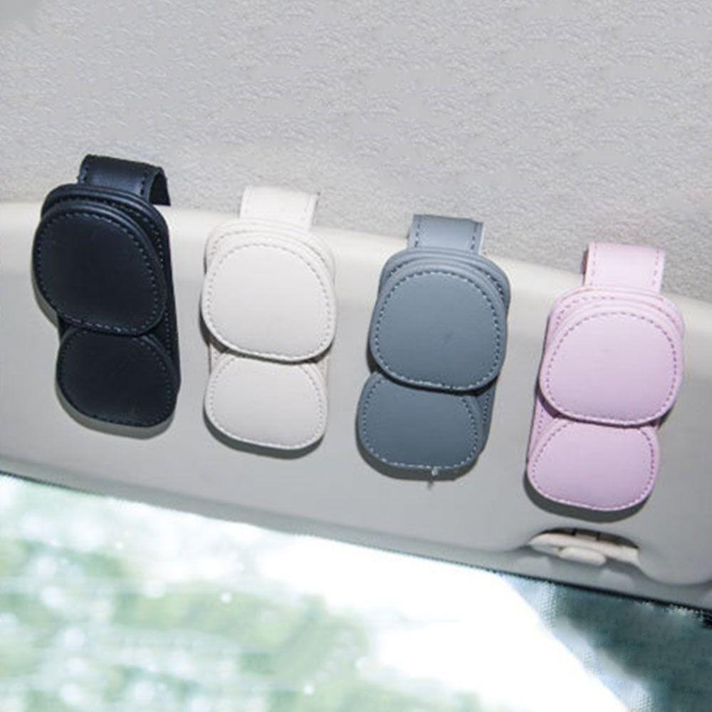 PU Leather Car Glasses Holder Double Clip Eyeglasses Storage Clip  for Auto Interior