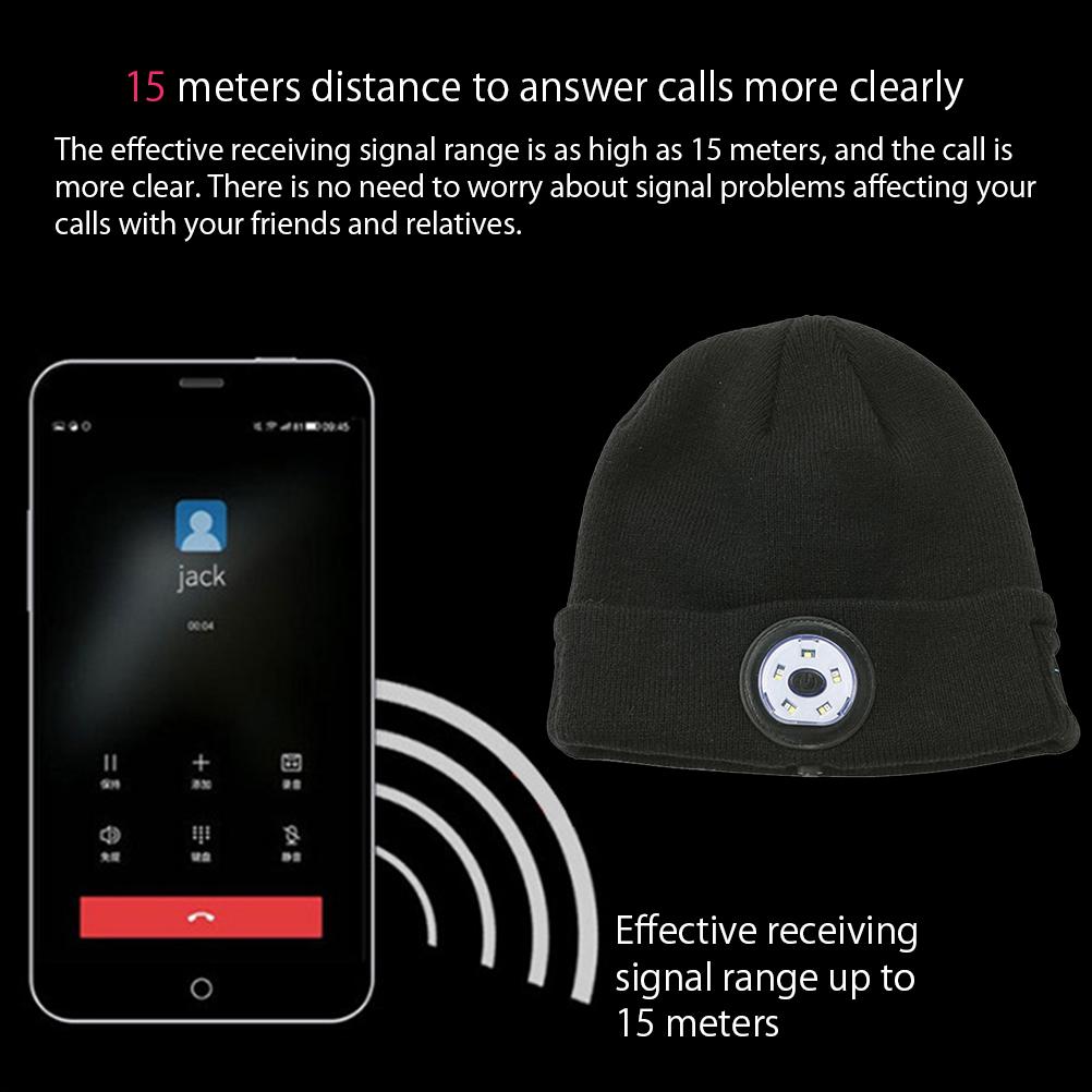Bluetooth 5.0 LED Beanie Hat with LED Light Built In Stereo Speakers and Mic Warm Hat for Sports and Outdoors LED Beanie Hat