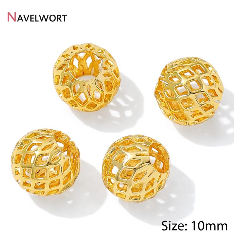 14K/18K Vergoldete Hohl-Abstandshalter-Perlen, Trennstück für Perlen, Ovale lose Perlen für Armbandherstellung Zubehör, Schmuckzubehör