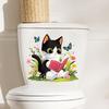 Reading Kitten with Butterflies and Flowers Toilet Wall Sticker Self-Adhesive Removable for Bedroom Living Room Bathroom Decor